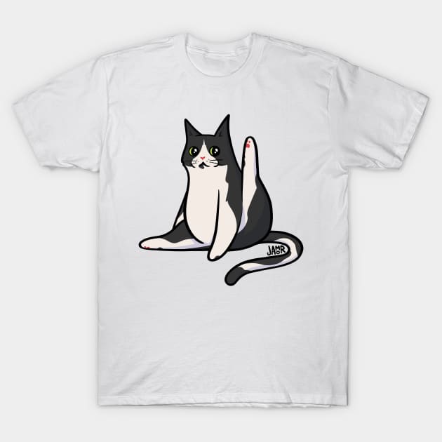 Cow Cat Leg Up T-Shirt by jastinamor